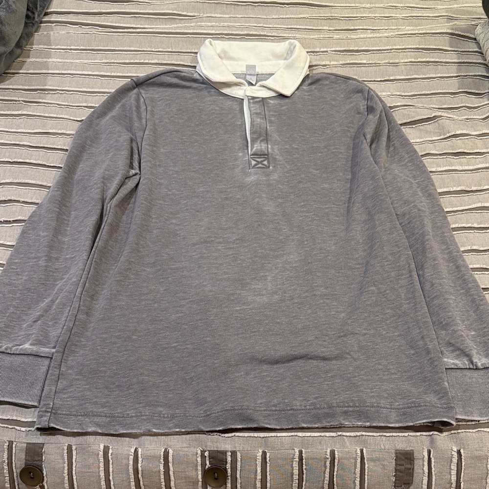 Mens SZ L ALTERNATIVE Gray Long Sleeve Polo Shirt